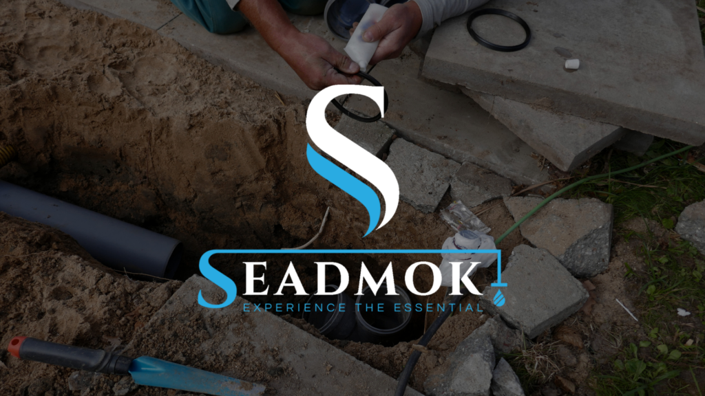 Laying and installation of a sewer pipe and Seadmok Logo